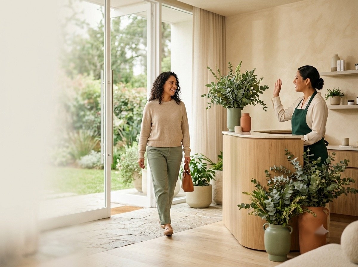 Un rincón de tratamiento luminoso con un sillón junto a la ventana: ningún espacio queda vacío.